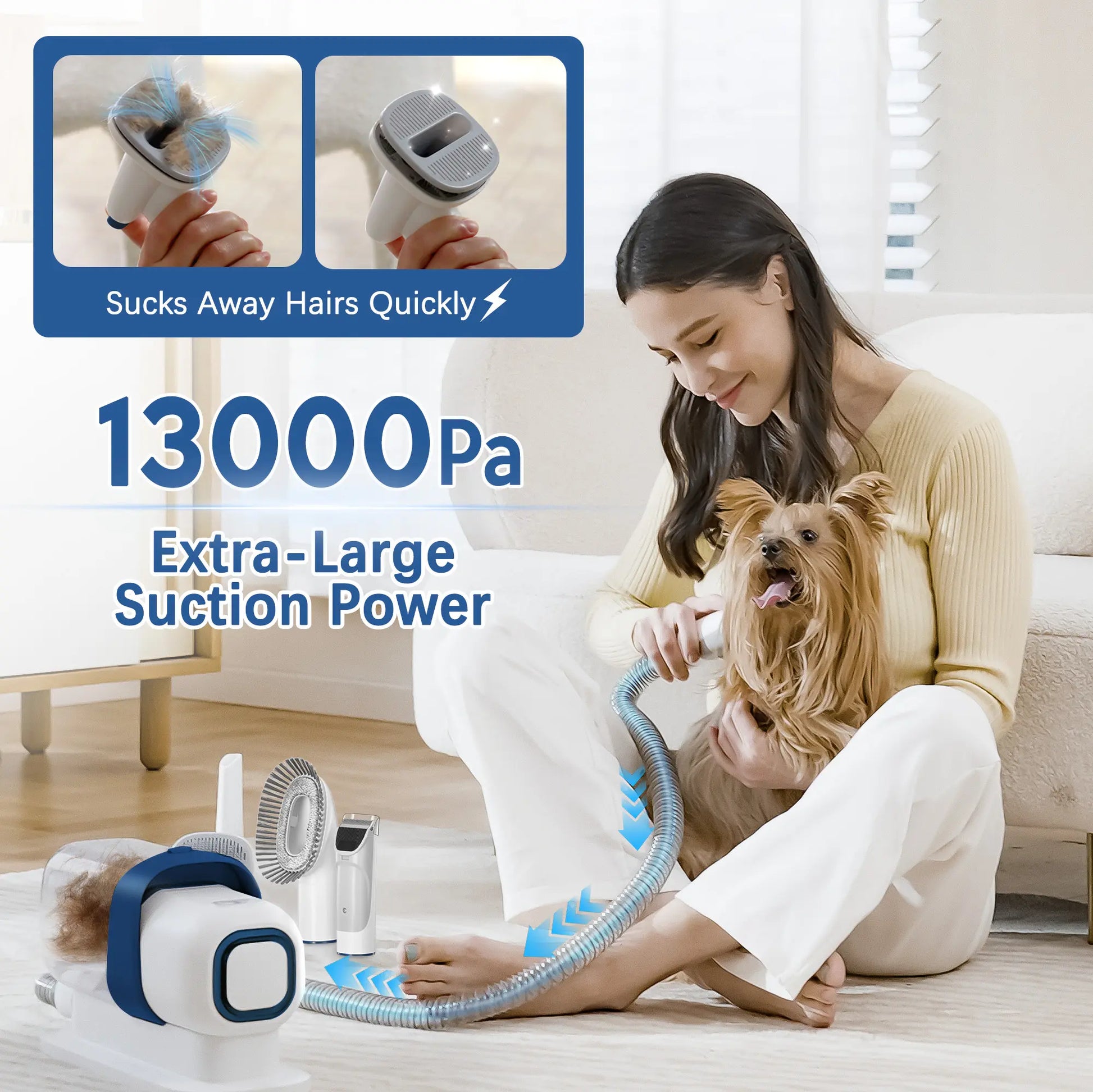 Pet Grooming Vacuum Kit – All-in-One Grooming & Shedding Tool for Dogs & Cats