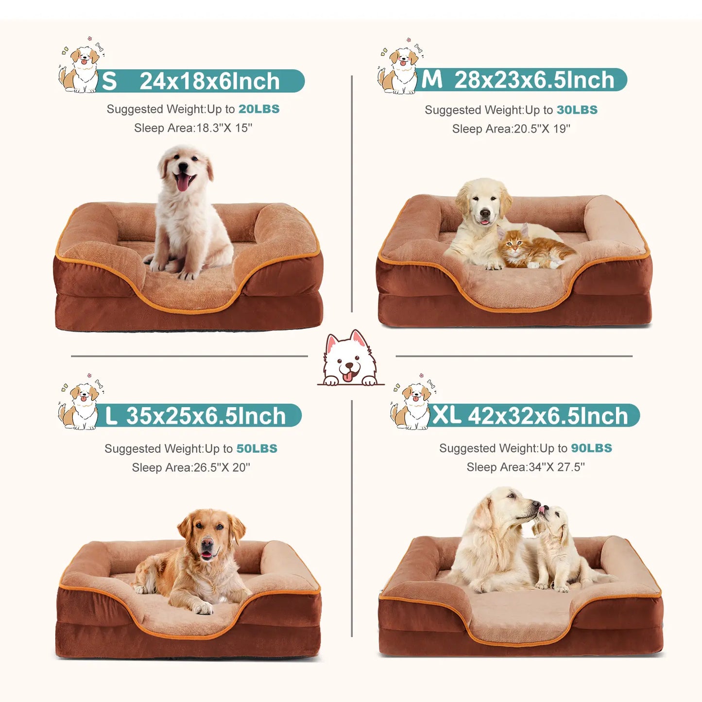 Orthopedic Memory Foam Dog Bed – Waterproof Sofa Bed with Washable Cover for Large Dogs