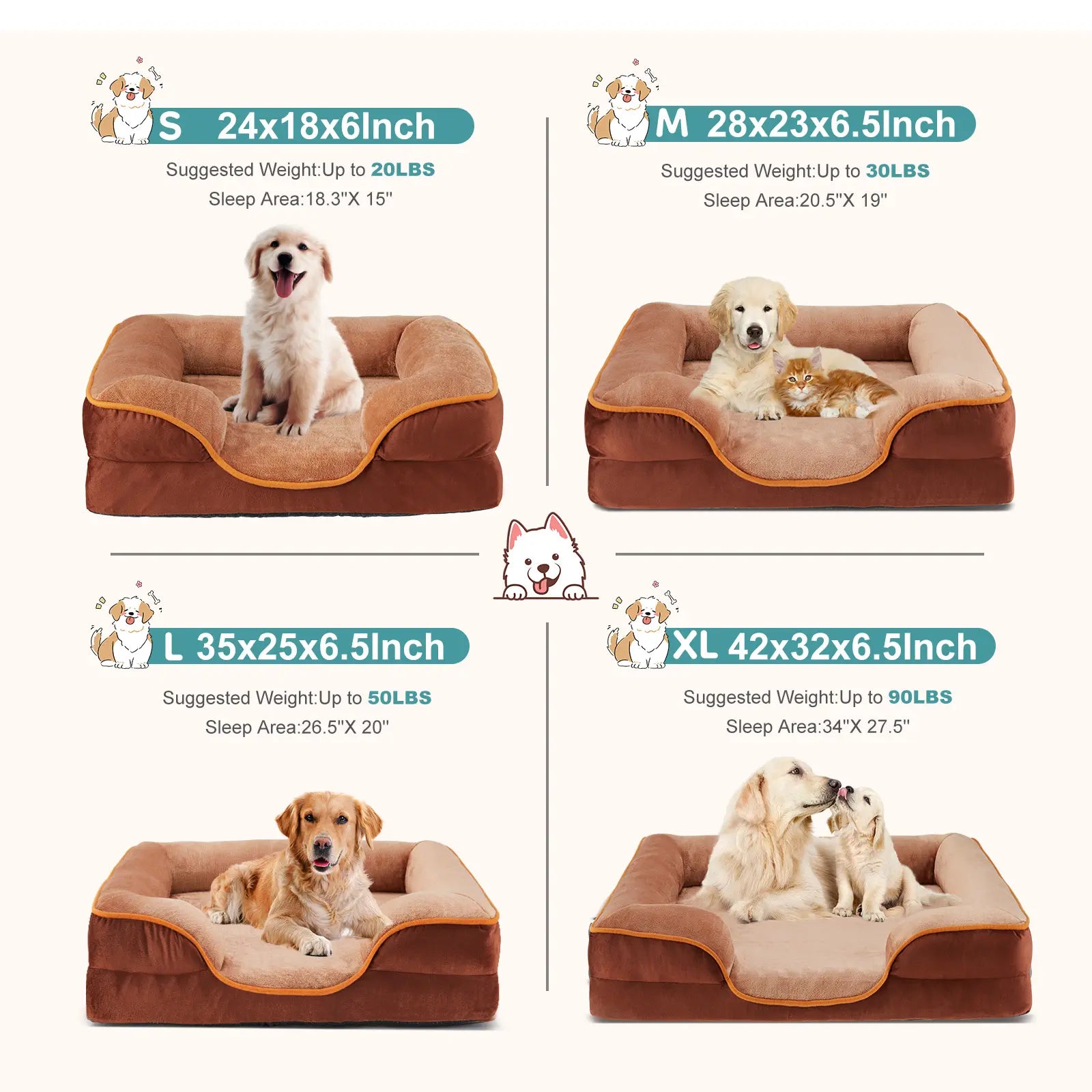 Orthopedic Memory Foam Dog Bed – Waterproof Sofa Bed with Washable Cover for Large Dogs