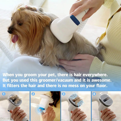 Pet Grooming Vacuum Kit – All-in-One Grooming & Shedding Tool for Dogs & Cats