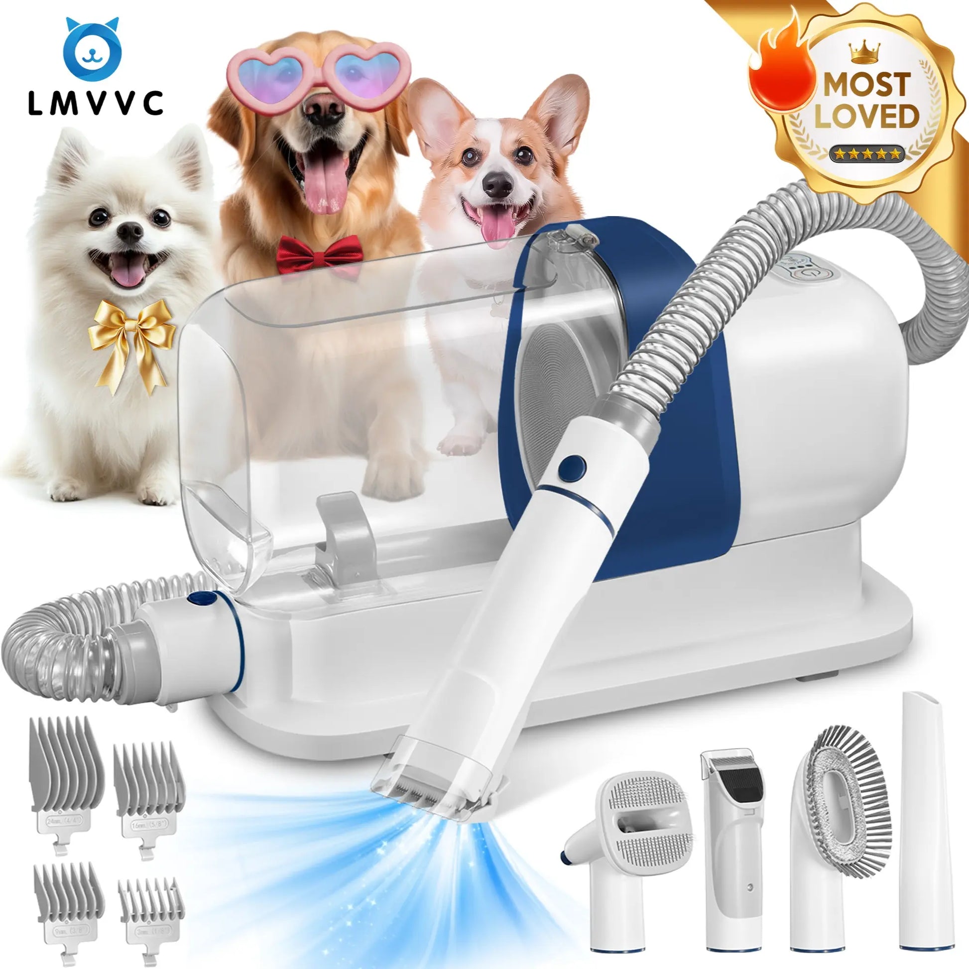 Pet Grooming Vacuum Kit – All-in-One Grooming & Shedding Tool for Dogs & Cats