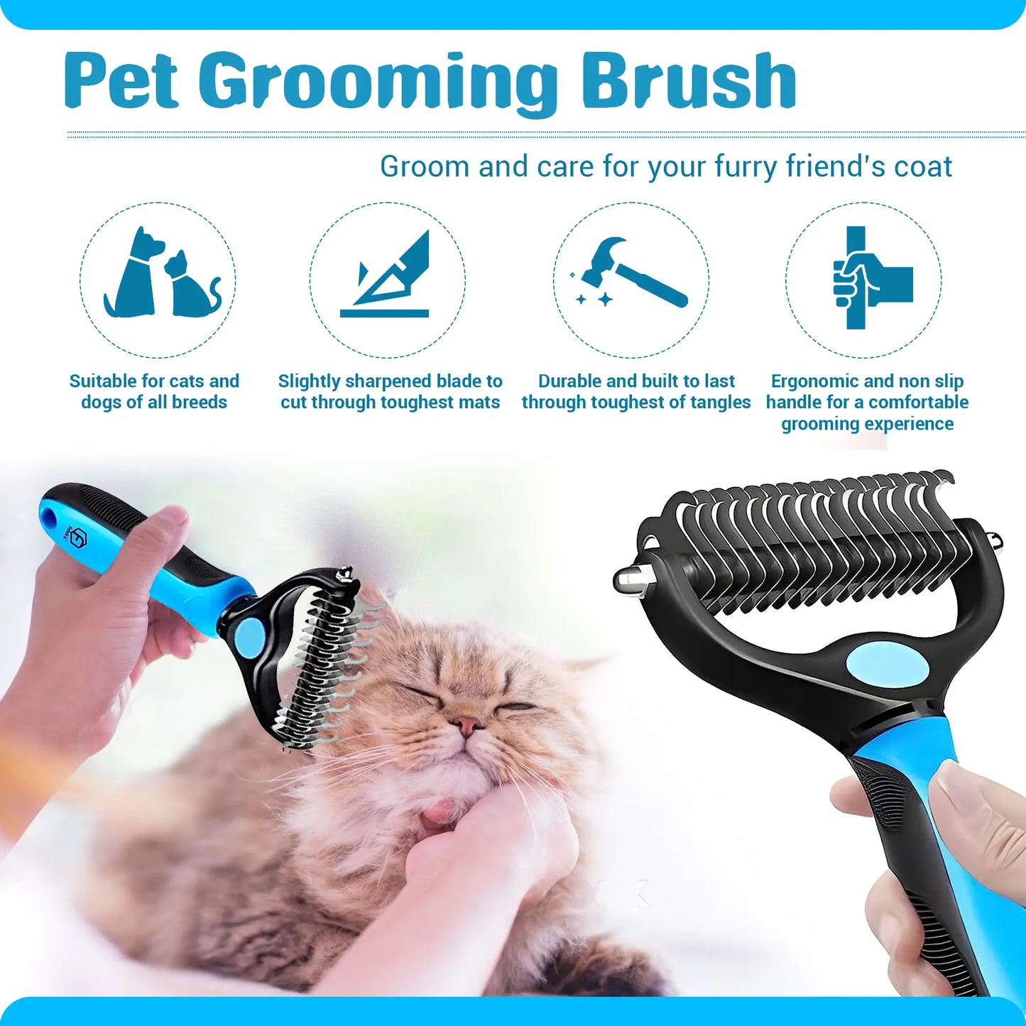 4-in-1 Pet Grooming Kit – Hair Remover, Shedding Brush, Nail Clippers & Dog Collar