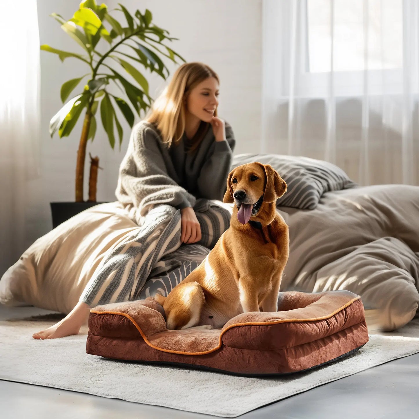 Orthopedic Memory Foam Dog Bed – Waterproof Sofa Bed with Washable Cover for Large Dogs