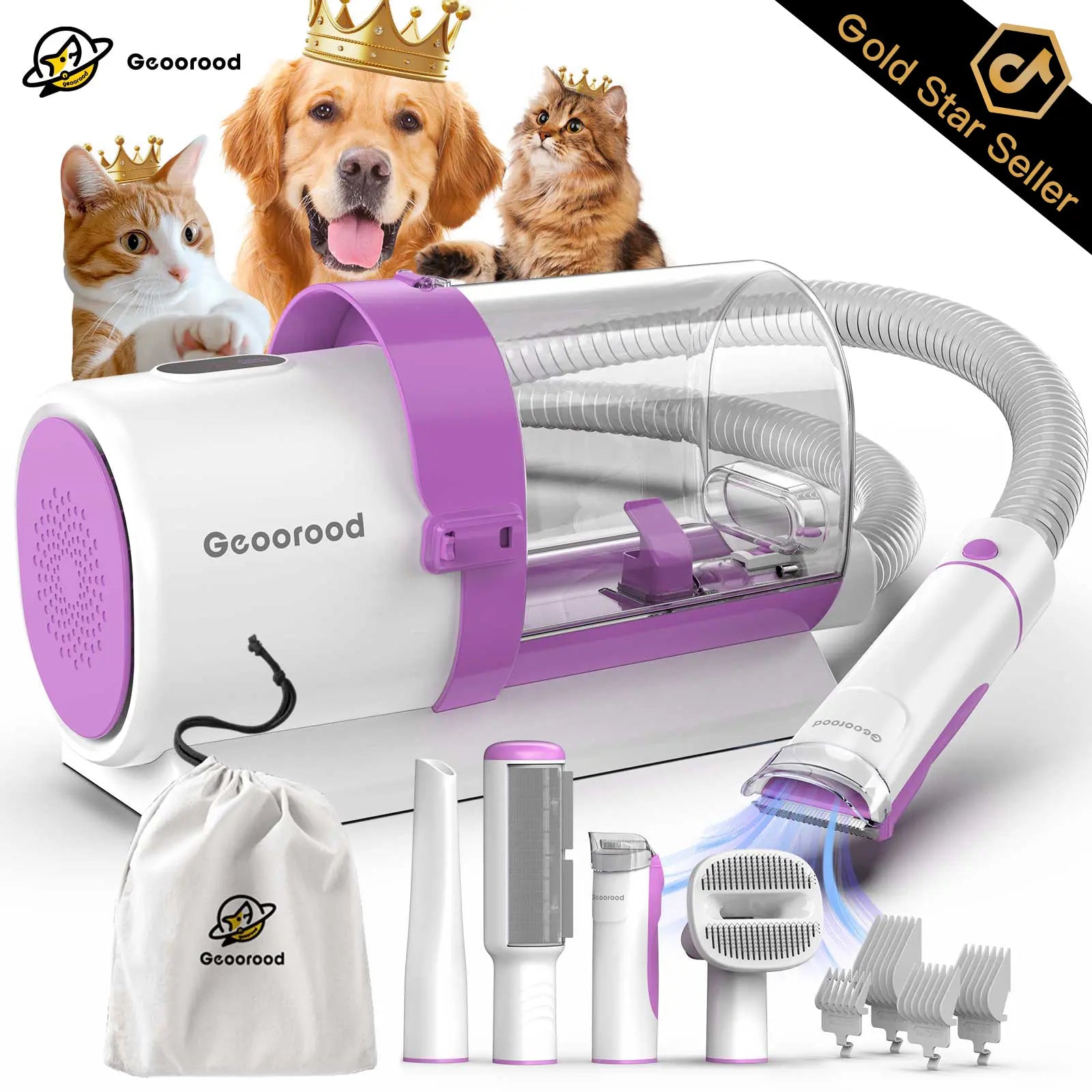 Dog Grooming Vacuum Kit – All-in-One Pet Grooming & Shedding System with 2.5L Dust Bin
