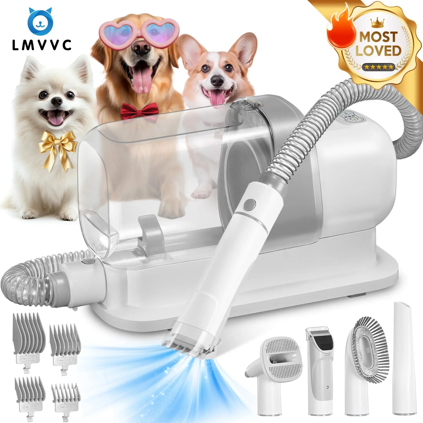 Pet Grooming Vacuum Kit – All-in-One Grooming & Shedding Tool for Dogs & Cats