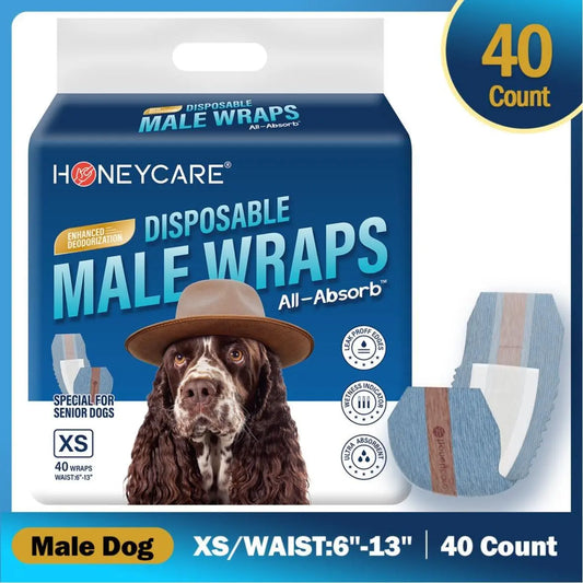 HONEYCARE Super Absorbent Dog Diapers with Wetness Indicator - Breathable Wraps for Easy Toilet Training!