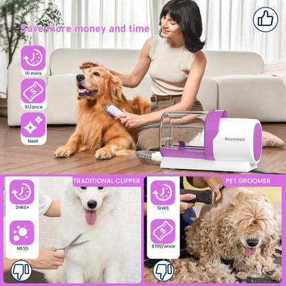 Dog Grooming Vacuum Kit – All-in-One Pet Grooming & Shedding System with 2.5L Dust Bin