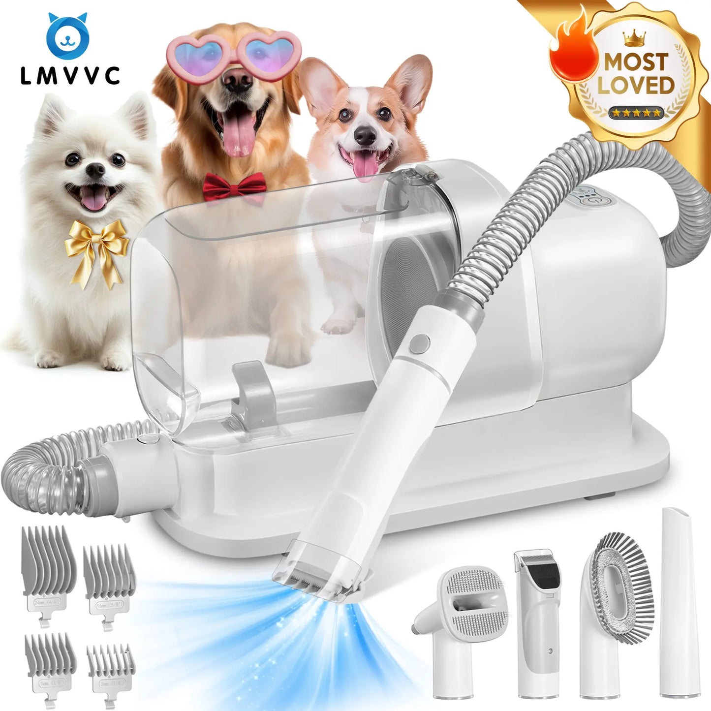 Pet Grooming Vacuum Kit – All-in-One Grooming & Shedding Tool for Dogs & Cats